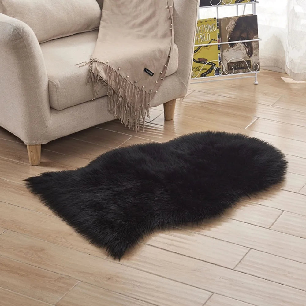 Imitation Wool Non Slip Fluffy Shaggy Floor Protection Soft Rugs Washable Sheepskin Rug Bedroom Mats Faux Fur Home Decor