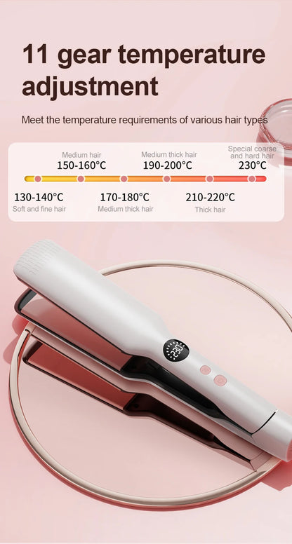 Professional Hair Straightener with Oil Coating Wide Plates–60W Fast Heating,Care for Frizzy,PTC Technology for Smooth Styling