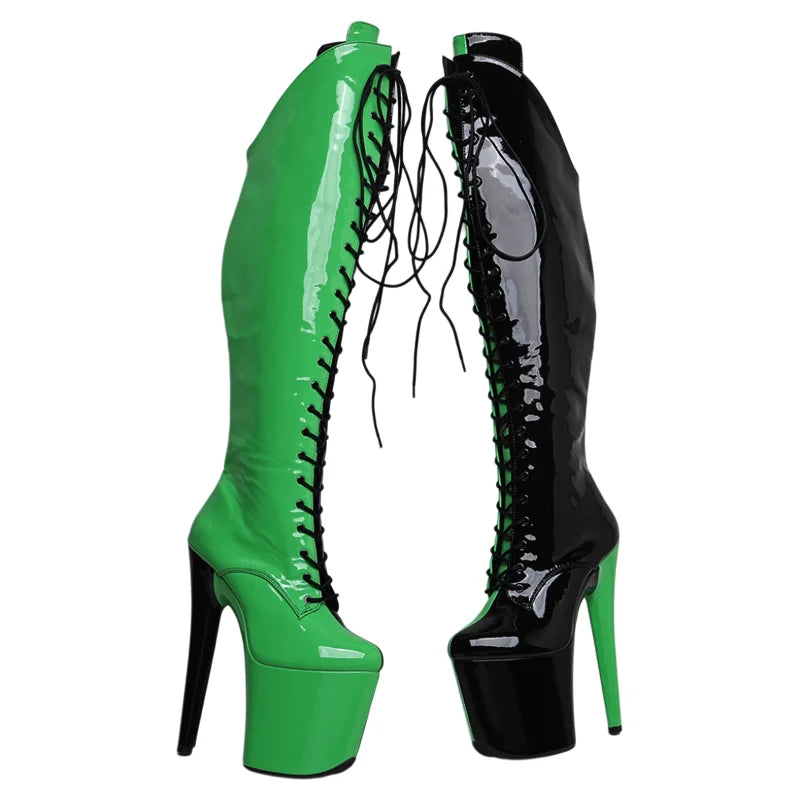 Leecabe 20CM/8inches Two Color Patent Upper Fashion Lady High Heel Platform Pole Dance Boots
