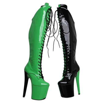 Leecabe 20CM/8inches Two Color Patent Upper Fashion Lady High Heel Platform Pole Dance Boots