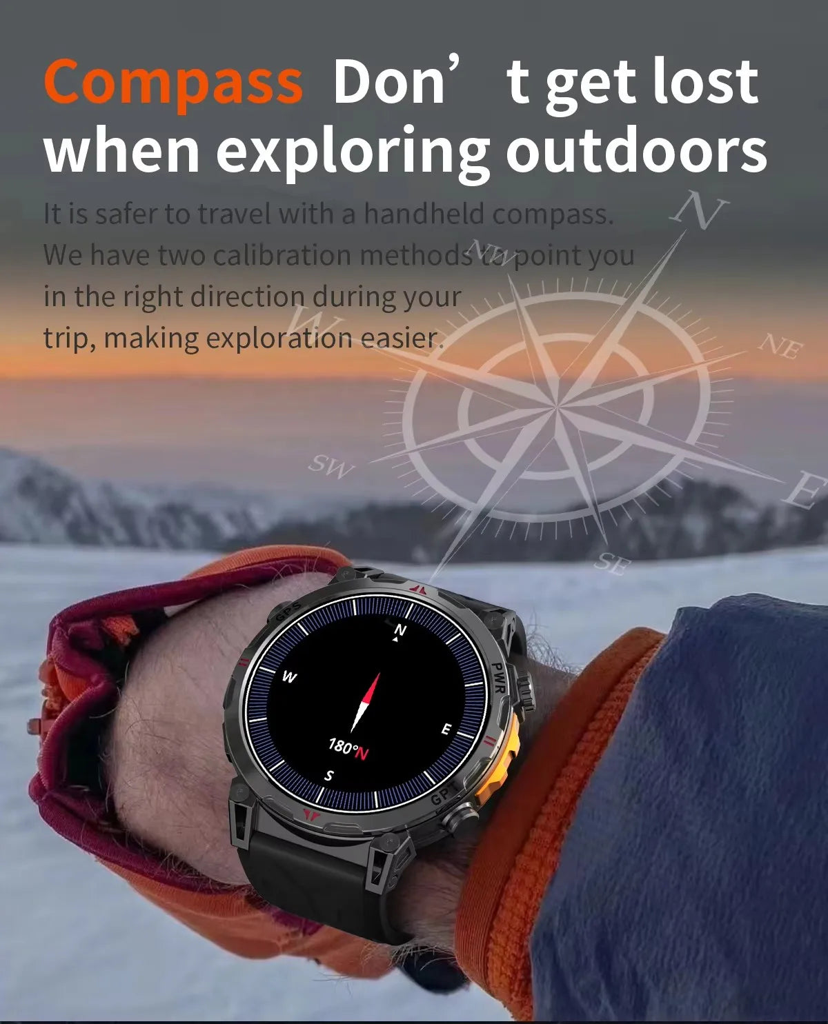 Men KC93 Smart Watch 1.56inch AMOLED GPS Positioning Outdoors Sports Fitness Tracker Bluetooth Calling Large Battery Smartwatch