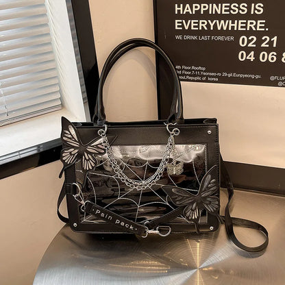 Sweet Y2k Lolita Butterfly Chain Shoulder Bags Trendy Gothic Harajuku Ita Bag Japanese Chic Women Transparent Handbags Crossbody