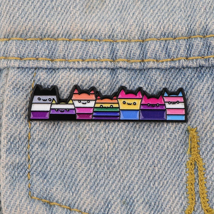 Cute Animal Rainbow Cat Enamel Pin LGBT Gay Brooches for Women Men Lapel Pins Badges on Backpack Gay Accessories Jewelry Gifts