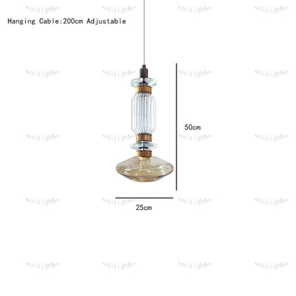 Creative Design Trendy Modern Glass Lamp Modern Home Decor Living Room Pendant Lights LED Foyer Hanging Lamp Long Table Lustre