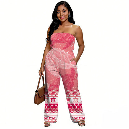 Newly designed Polynesian-style casual loose-shoulder women's one-piece pants with ethnic style - Samoan wide-leg pants