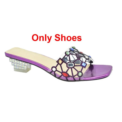New Arrival Open Toe Shoes Clear Heels for Women Transparent Rhinstone Wedding Shoes Bride Women Shoe and Bag Set with Diamonds