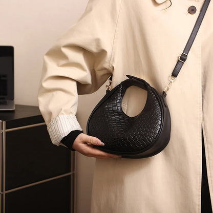 Fashion Black Half Moon Bag Luxury Pu Leather Ladies Purses and Handbags Crossbody Women Shoulder Bags