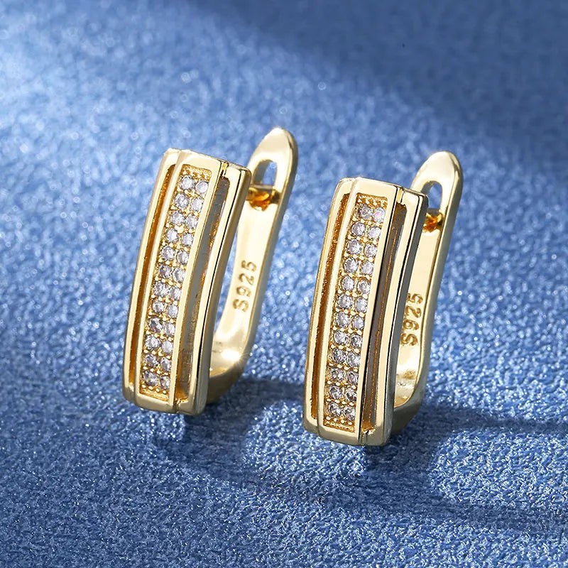 925 Silver Needle Princess Crystal Square Zircon Drop Earrings for Women Trendy Simplicity Jewelry Girl Sweet Gifts New