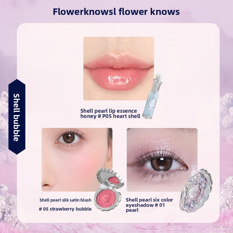 Flowerknows Gift Box Makeup Set Little Angel Full Box Lip Glaze Blusher Shell Jewelry Flower Know Birthday Gift Kit