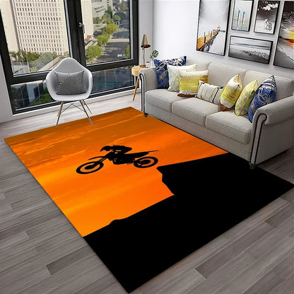 Off Road Motorcycle Racing Moto Carpet Rug for Home Living Room Bedroom Sofa Doormat Decor,Kid Play Area Rug Non-slip Floor Mat