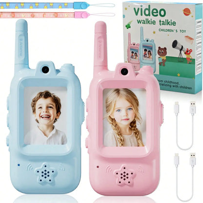 Video Walkie Talkies For Kids, Handheld 2 Pack Rechargeable Video Intercom Kids Walkies Talkies, Kids Walkie Talkies 2 Pack With Voice Changer, 1000 Feet Range, Long Range 2 Way Radio, Indoor Outdoor Toys, For Family Games, O