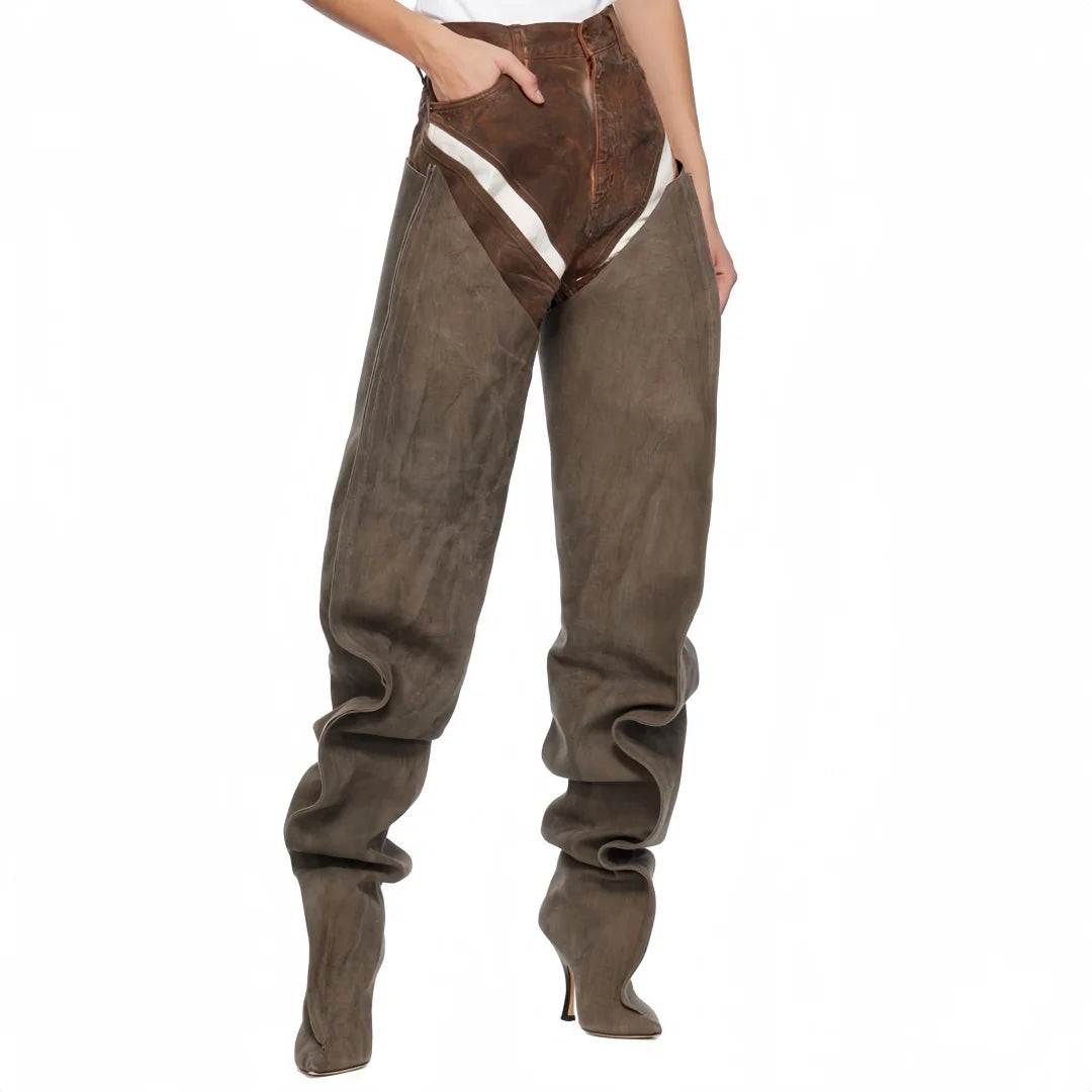 European and American Women's Sexy Over the Knee Pointed Fashion Stage Walking Shoes, Nightclub Spicy Girls' Trendy Pants and Bo