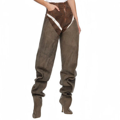 European and American Women's Sexy Over the Knee Pointed Fashion Stage Walking Shoes, Nightclub Spicy Girls' Trendy Pants and Bo