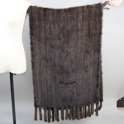 Hot Sale Women Winter Knitted Real Mink Fur Scarf Shawl Natural Warm Mink Fur Pashmina Lady Long Style 100% Genuine Fur Scarves
