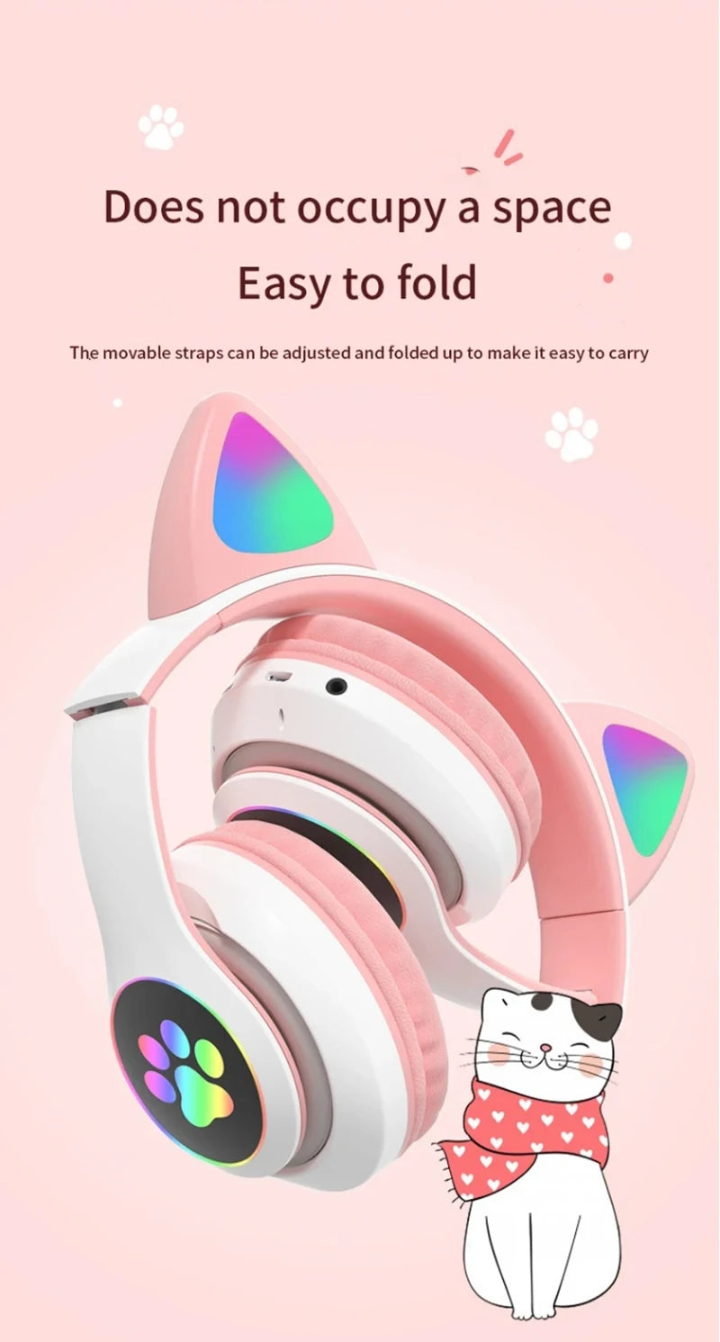 Cat Shaped Wireless Bluetooth Earphones Handsfree Earbuds with Microphone for All Phones Fashion Headphoens Game Headset