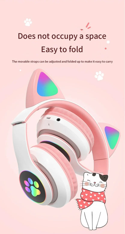 Cat Shaped Wireless Bluetooth Earphones Handsfree Earbuds with Microphone for All Phones Fashion Headphoens Game Headset