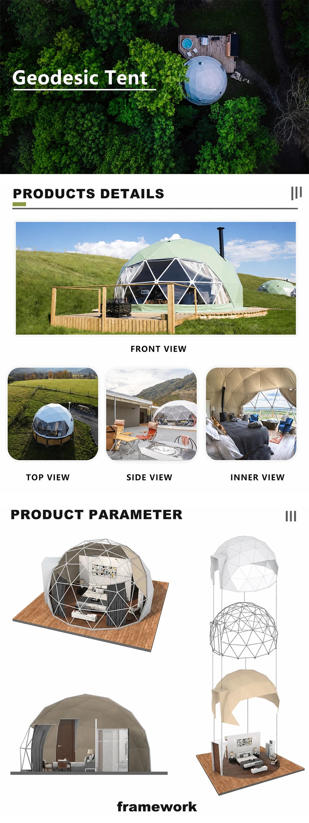Custom Geodesic Dome Tent Luxury Glamping Resort Hotel Tent House Outdoor Accommodation Solution for Camping Project