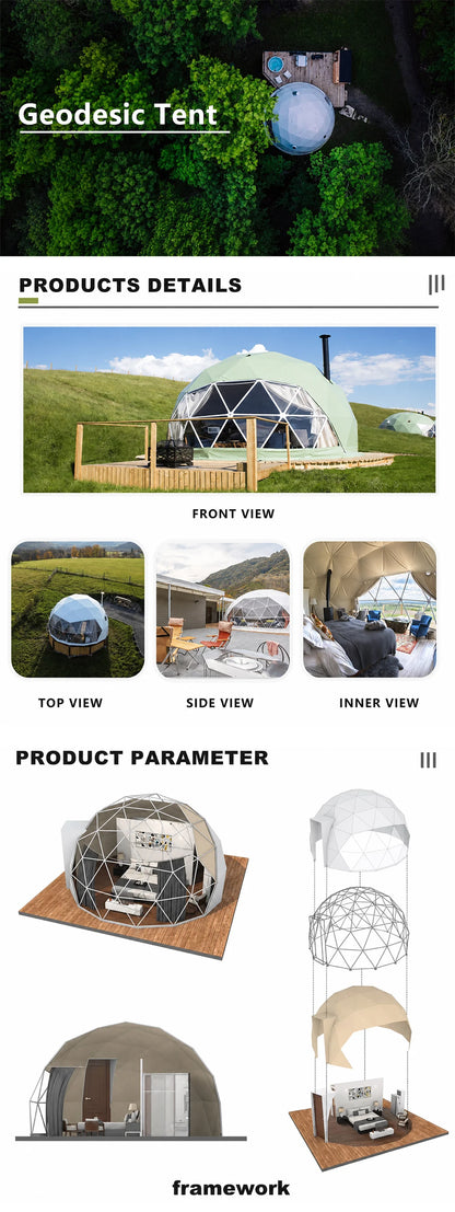 Custom Geodesic Dome Tent Luxury Glamping Resort Hotel Tent House Outdoor Accommodation Solution for Camping Project