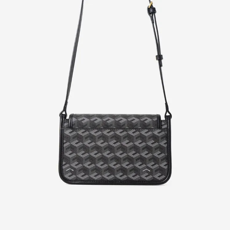 Luxury Monogram Messenger Bag Women Geometric Print 3D Cube Coated Canvas Crossbody Bag Classic Versatile Elegant Shoulder Bag