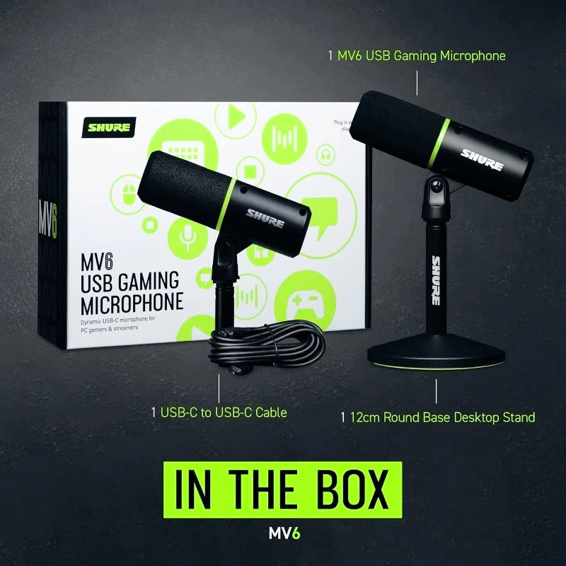 Shure MV6 USB Dynamic Microphone Professional Gaming Esports Live Streaming Mic for Computer Live Streamer Shure MV6