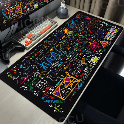 Black Mousepad E=mc2 Formula Science Mouse Pad Math Desk Pad Extended PC Keyboard Mats Large XXL Gamer Mousepad Desk accessories