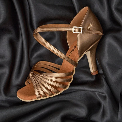 UK Latin Dance Shoes Women's Professional Mid Heel Flexible Sole for Cha Cha Ballroom Practice