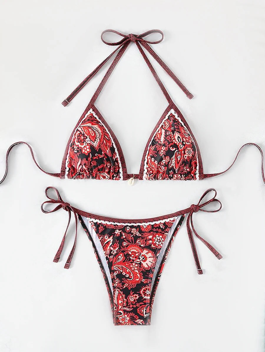 2026 Halter String Triangle Two Piece Bikini Women Swimwear Female Swimsuit Bathers Bathing Swimming Suit Beachwear Summer