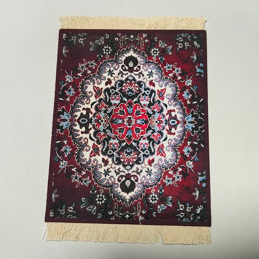 Woven flower Persian carpet small coaster wholesale merchants cheap mouse pad desk mat retro style rubber non-slip computer mats