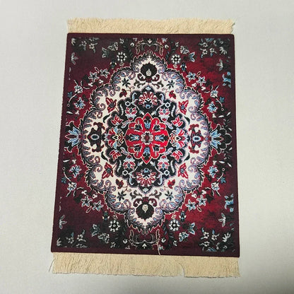 Woven flower Persian carpet small coaster wholesale merchants cheap mouse pad desk mat retro style rubber non-slip computer mats