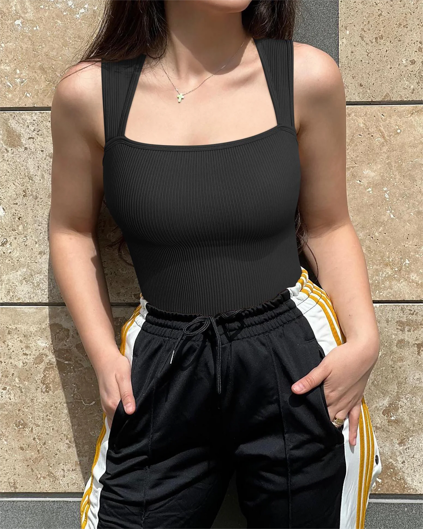 2026 Summer Fashion Square Collar Solid Color Sleeveless Bodysuit High Waist Sexy Tight Women's Jumpsuit
