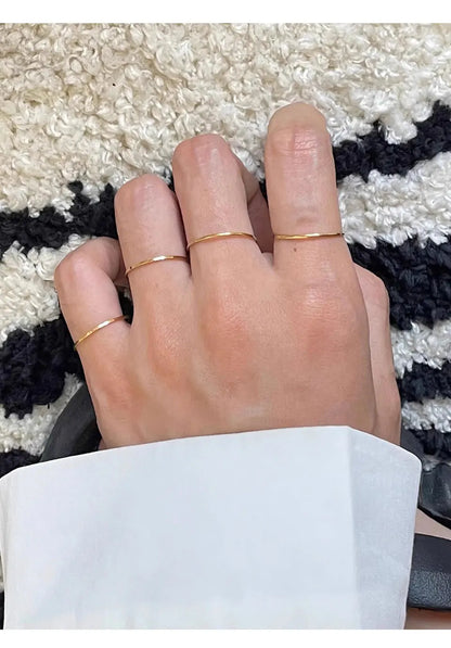 GHIDBK 0.5mm Extremely Thin Stainless Steel Anti-Tarnish Rings for Women Fashion Simple 18K Pvd Gold Plated Ring Office Style