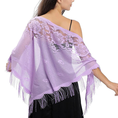 New Embroidery Lace Scarf Shawl Floral Triangular Veil Shawl For Women Party Scarf Wedding Poncho Stoles Ladies Headband Wraps