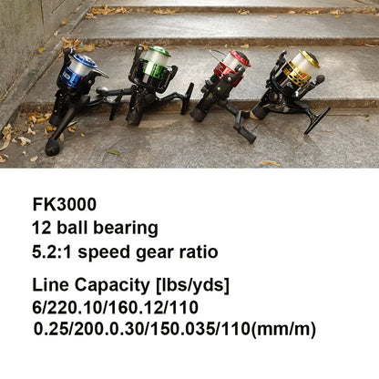 FTK FK3000 Spinning Reel Bite Alarm 10KG Drag 12BB 5.2:1 Rear Drag Fishing Wheel