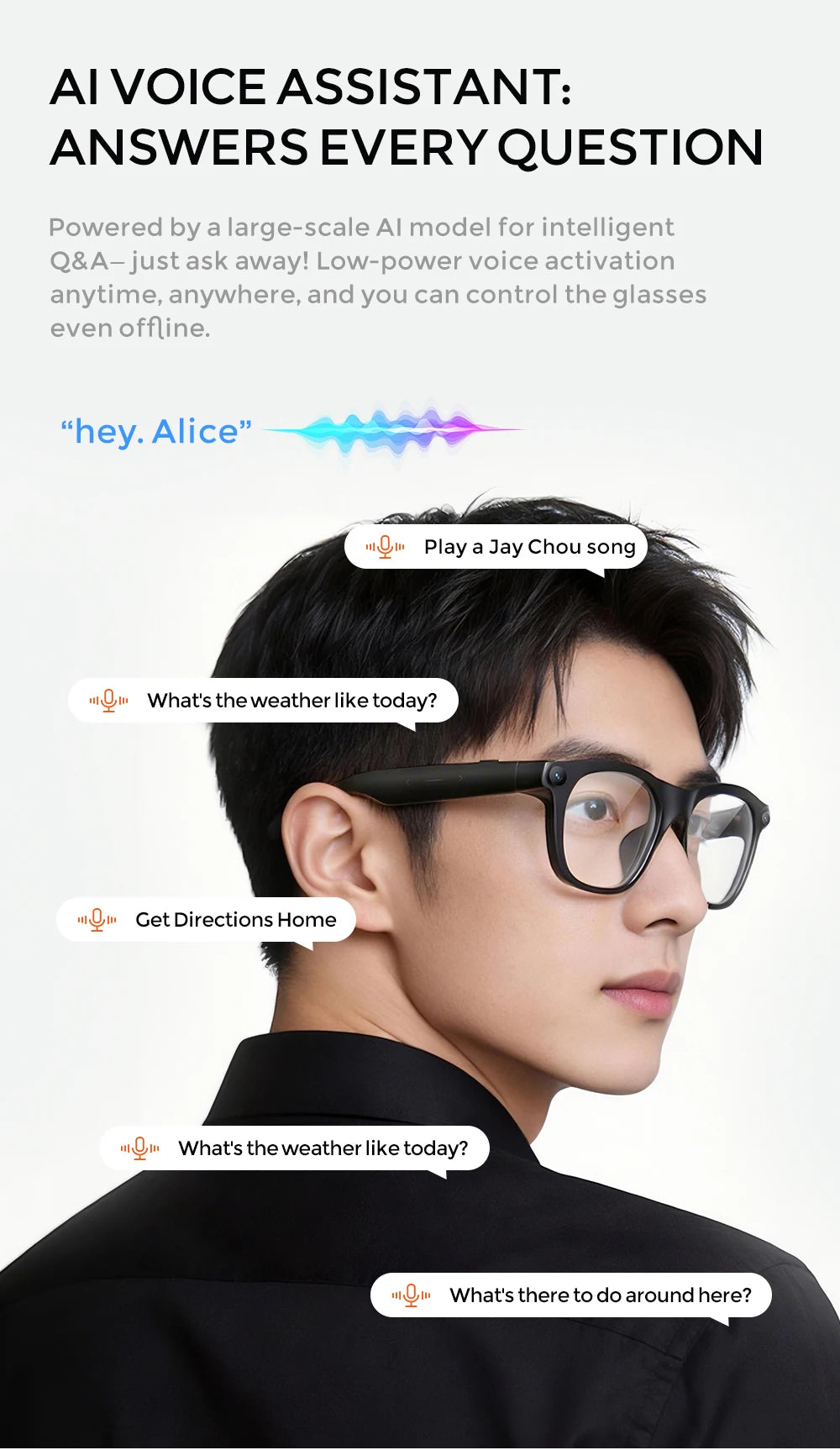 Smart AI Glasses 4K 800W HD Camera Video Recording Voice Call Intelligent AI Translation GlassesBluetooth Music Sunglasses