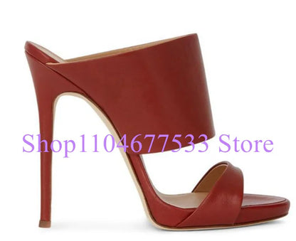 Fashion Stiletto Heel Lady Slipper Sandals Luxury Champagne Gold High Heels Sandals Shoes Woman Large Size Casual Sandals