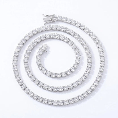 New D VVS1 Moissanite 925 Sterling Silver Tennis Necklace with GRA Certificate for Man Women Sparkling Jewelry Party Gifts