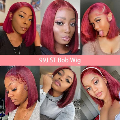 BOB Lace Front Wig Human Hair Straight 200% Full Density 13x4 HD Transparent Lace Frontal Wigs Bob Hair Lace Front Wig For Women