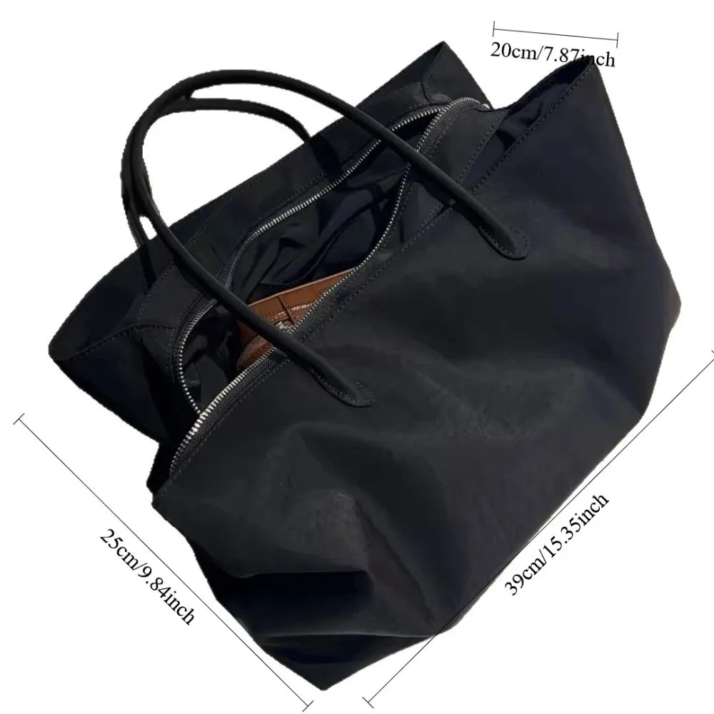 Nylon Women's Commuter Tote Bag Minimalist Large-capacity Tote Bag Ladies Multi-layer Waterproof Computer Shoulder Nylon Handbag