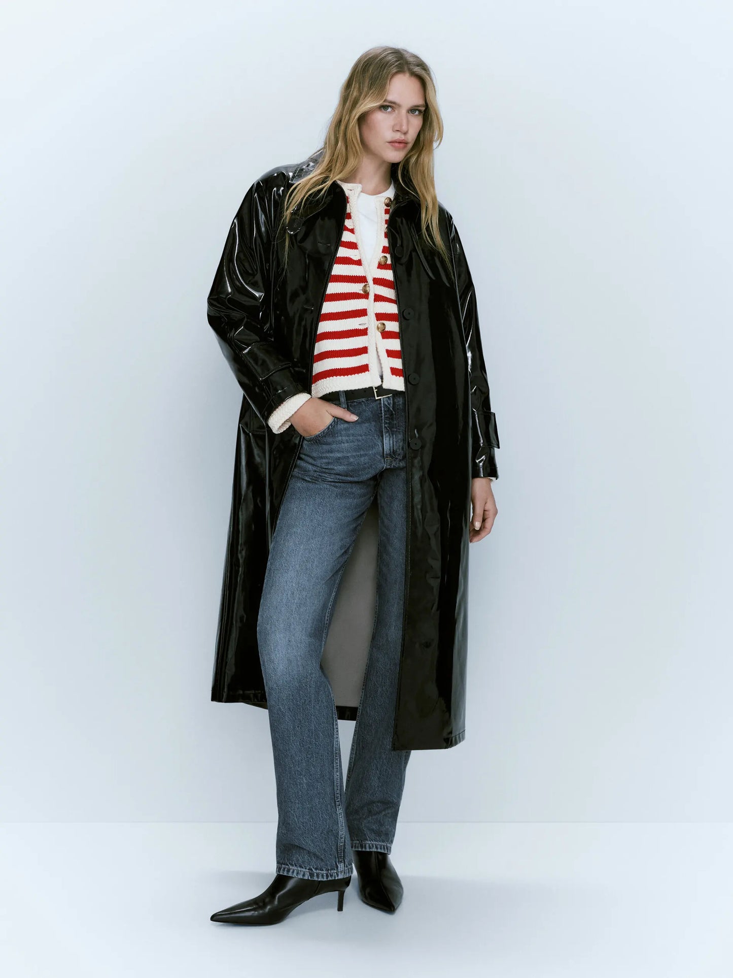 Ethereal Traf Md 2026 YAZHIMEI autumn new style of Women's casual fashion red Slim-fit commuter buckle classic striped cardigan