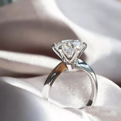 Classic 6 Prongs 5 Carat Round Moissanite Rings 925 Sterling Silver High Clarity D Color Diamond Woman 14K Gold Plated Jewelry