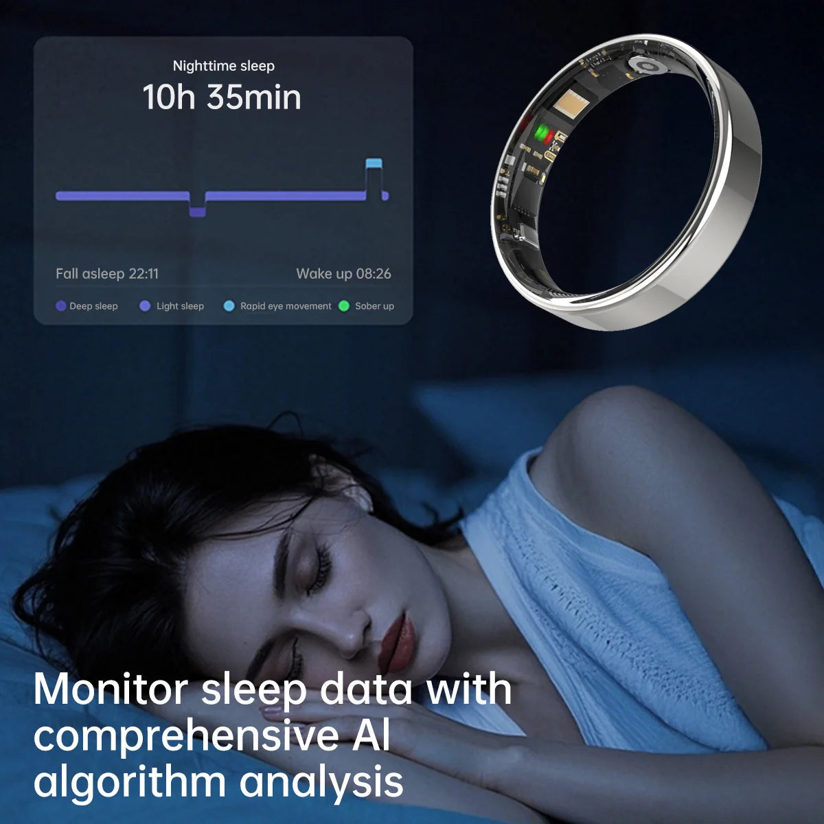 2026 Smart Ring Heart Rate Blood Pressure Monitor Health Ring 5ATM Waterproof Bluetooth Call  Men Women For Gifts