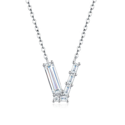 PureNew 26 Letter A-Z 4x12mm Moissanite Necklace For Women S925 Silver D Color 18k Plated Sparking Women's Moissanite Chain