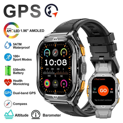 Luxury AMOLED Smartwatch Real GPS 5ATM Waterproof Smart Watch Electronic Clock Sports Wrist Digital Watches for Man Android 2026
