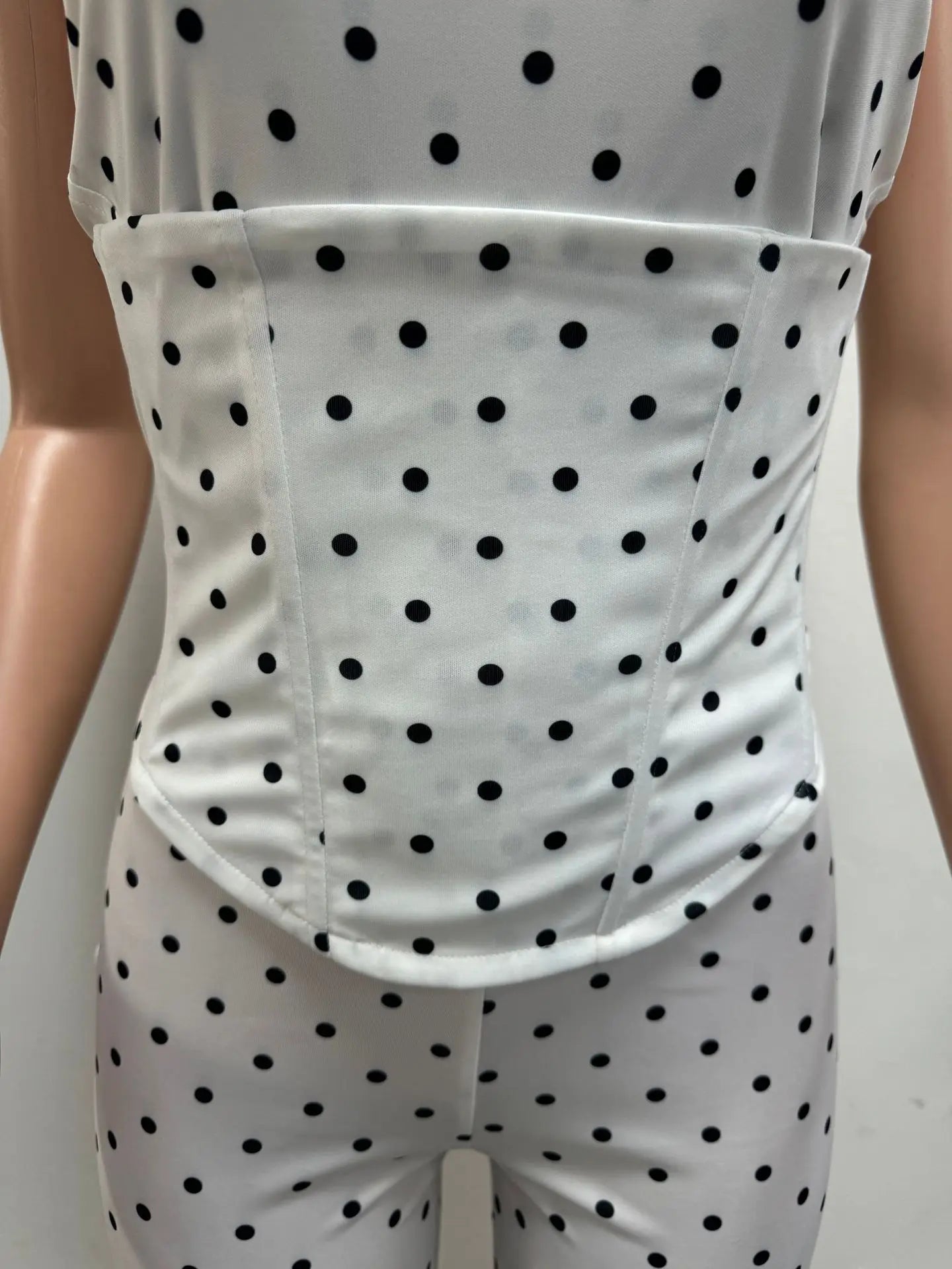 FAGADOER Cute Polka Dot Bodycon Rompers Hot Girl Streetwear Lace Up Bandage Corset Halter Jumpsuits Summer Night Club Playsuits