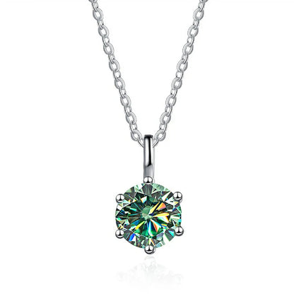 JOIAS HOME Silver S925 1ct D COLRO Moissanite Round Gemstone Pendant Necklace Simple and Elegant O-Chain Fashion Versatile