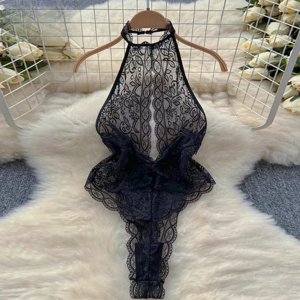 Cute Sweet Trend Cartoon Printed Jumpsuit Half High Collar Sleeveless Slim Fit Lingerie Bodycon Bodysuit Rompers Pajama Catsuits