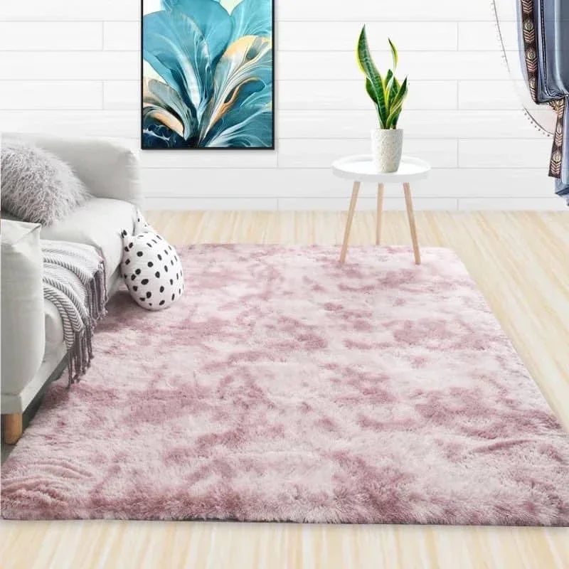 VIKAMA Black Fluffy Shaggy Rug Ultra Soft Plush Non-Slip Washable Carpet for Bedroom, Living Room, Cozy Home Decor