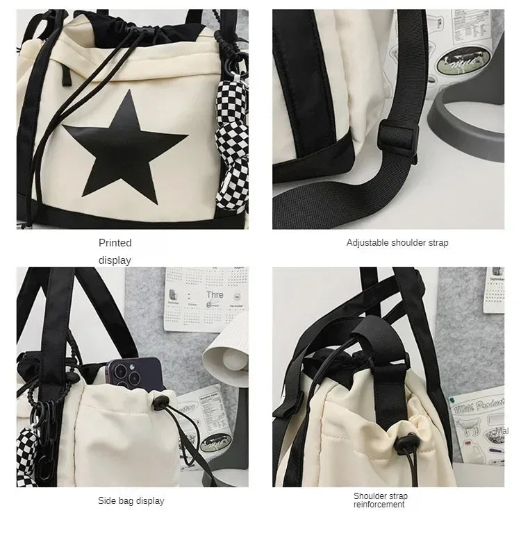 Women New Crossbody Bag Wholesale Large Capacity Couple Shoulder Bag New Casual Nylon Tote Bag Luxury Drawstring Handbag 2025