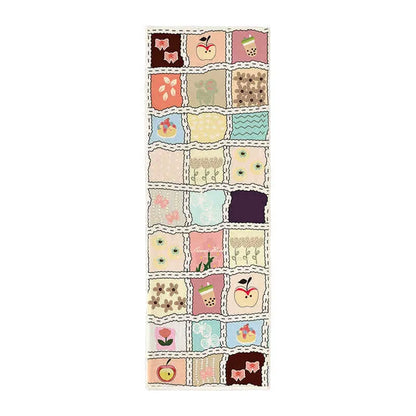 VIKAMA Cute Girly Shag Rugs - Cartoon Patchwork Checkered Carpet for Live Room Decor,Ultra Soft Plush Area Rug for Girl Bedroom