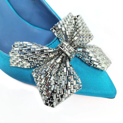 Excellent Italian Hollow Design Women Shoes Matching Bag in Silver Color Mature African Ladies Comfortable Sandals for Party
